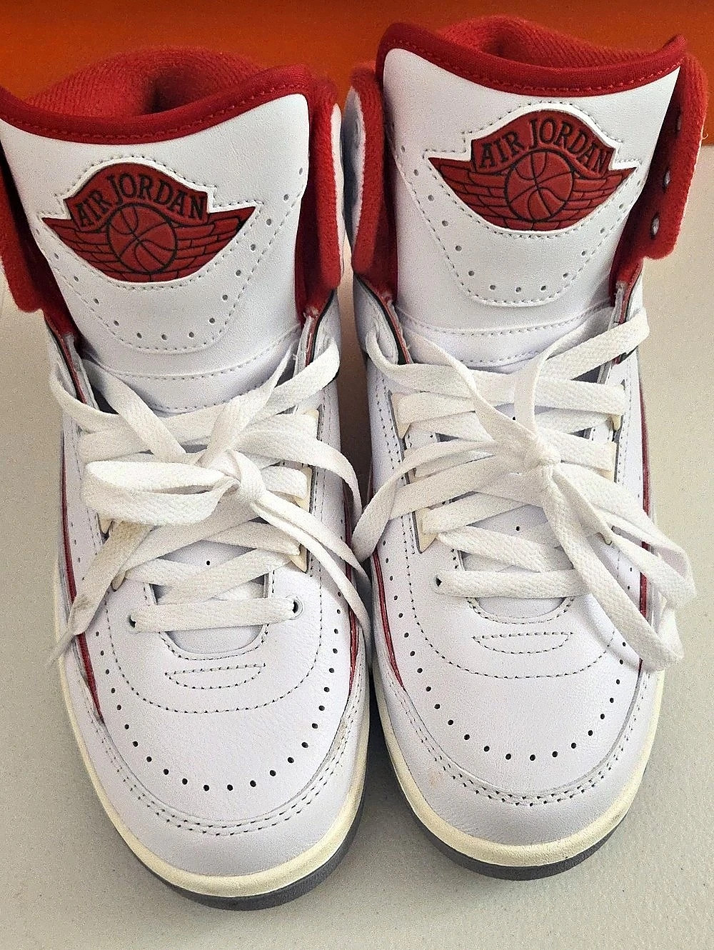 Nike Air Jordan 1 High-Top Sneakers in White & Red Boys US 7Y Like New